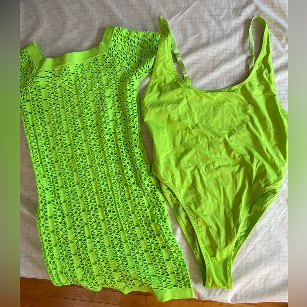 SKIMS Neon Green Women’s Scoop Neck One-Piece Swimsuit XL - Picture 4 of 8